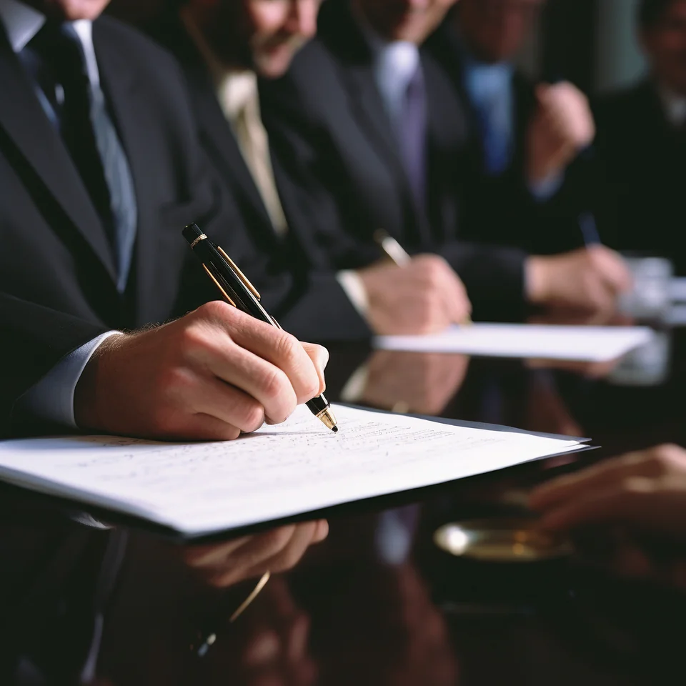 Business leader signing an agreement